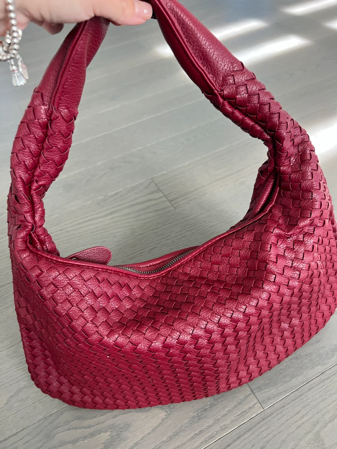 Red Woven Leather Hobo Bag - photo 2