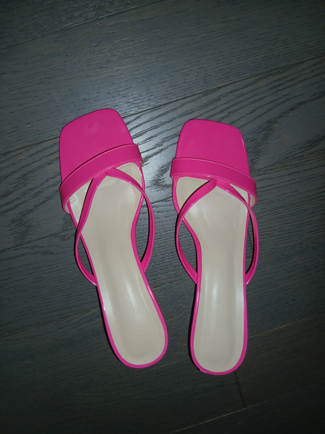 Hot Pink Slide Sandals with little heel
