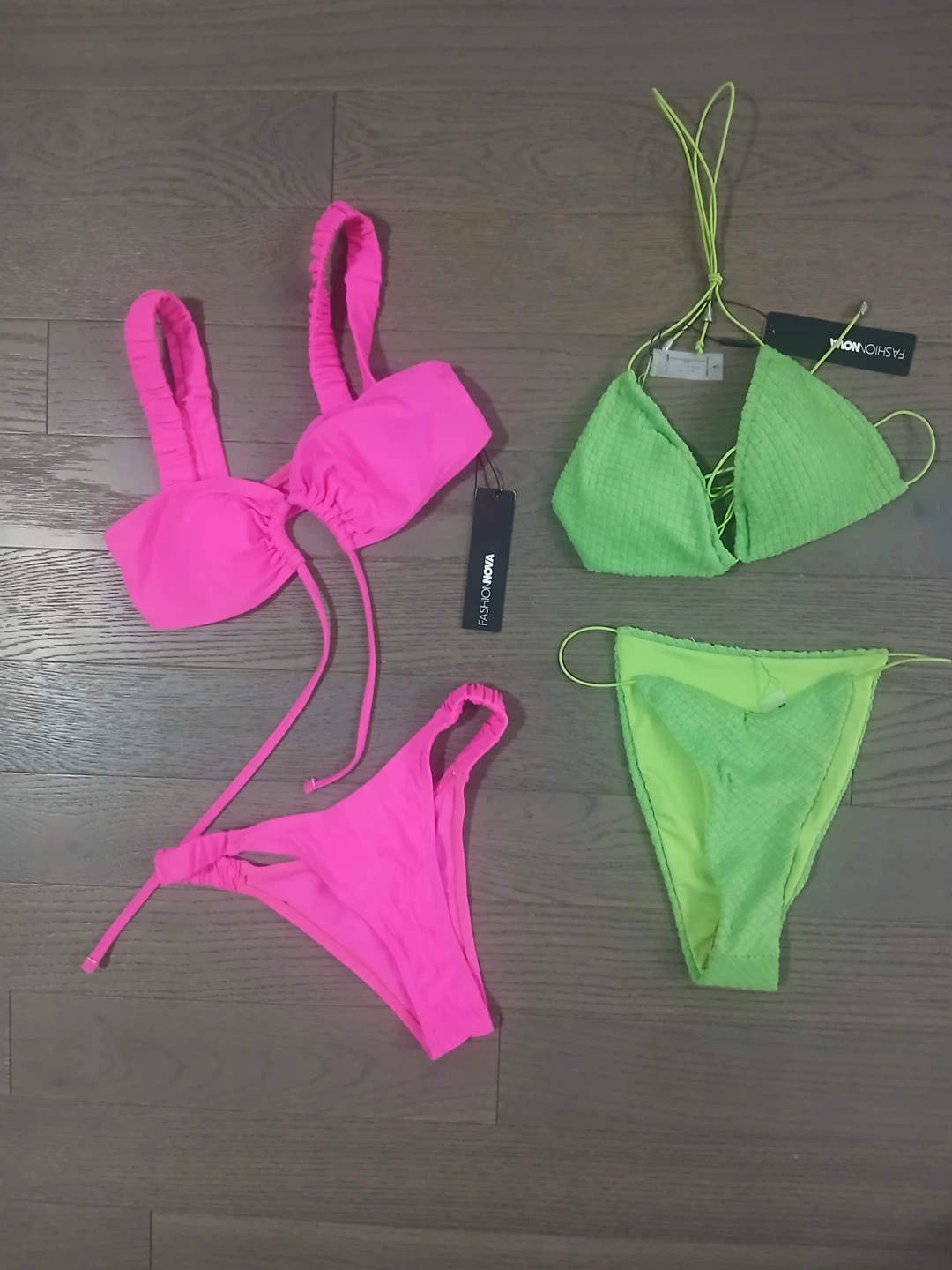 Fashion Nova Pink & Green Bikini Set