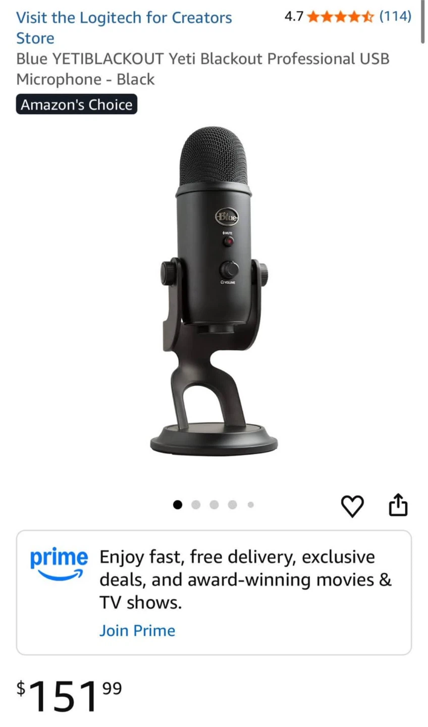 Blue Yeti Blackout Professional USB Microphone