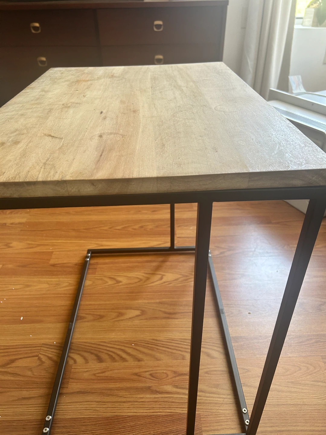West Elm Wooden top side table with metal base