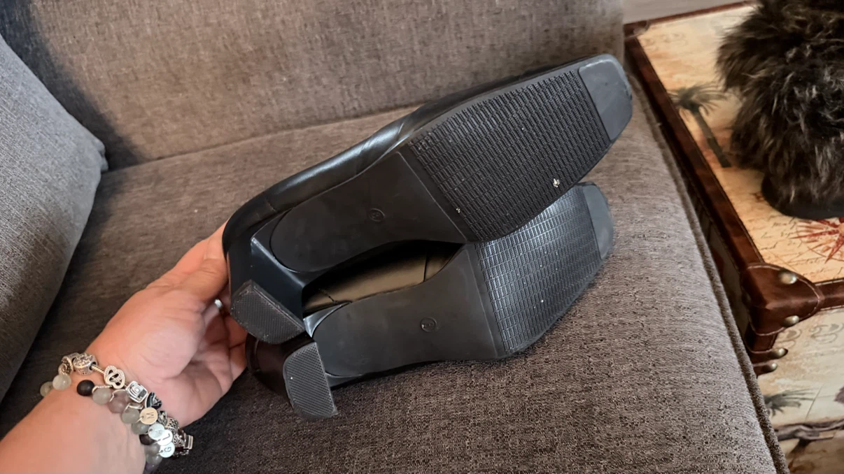 Black Leather Block Heel Loafers - photo 3
