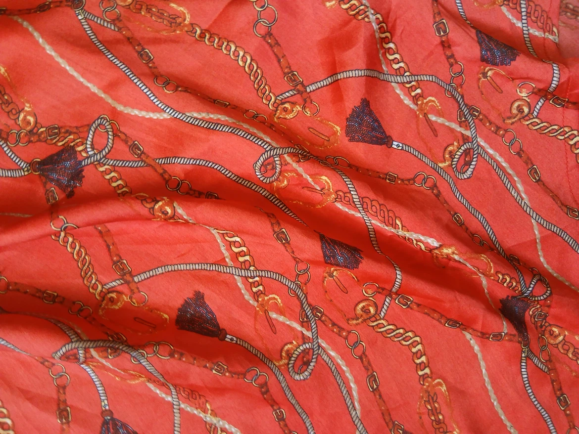 Guess Orange Chain Print Midi Dress Size M - photo 2