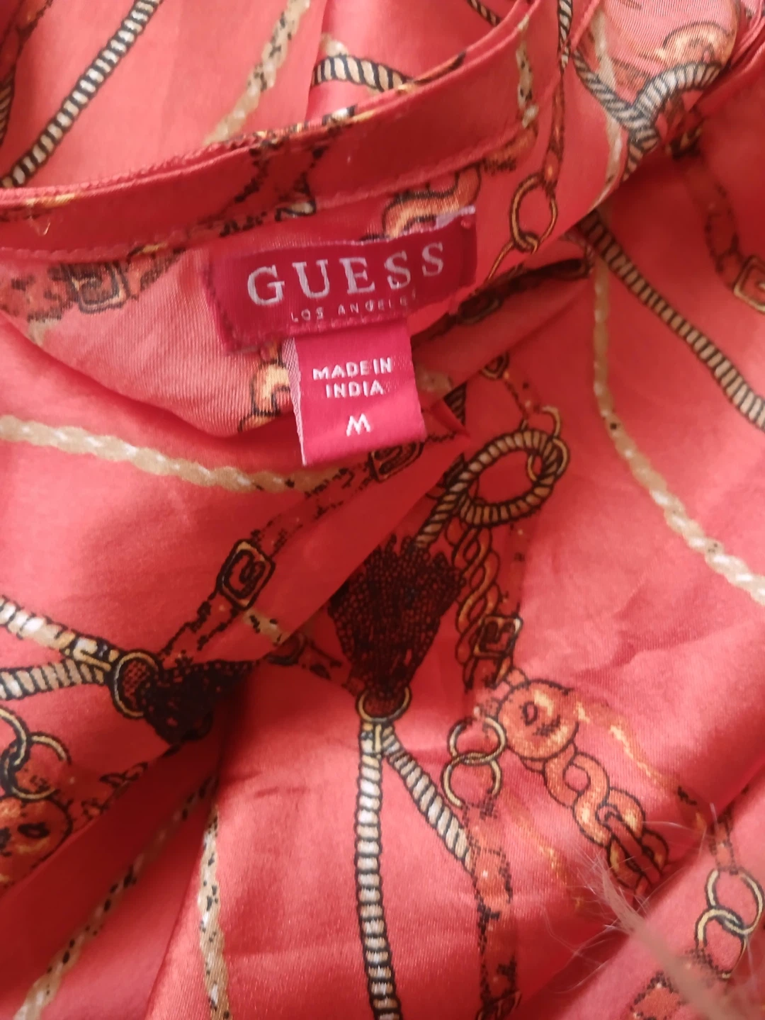 Guess Orange Chain Print Midi Dress Size M - photo 3