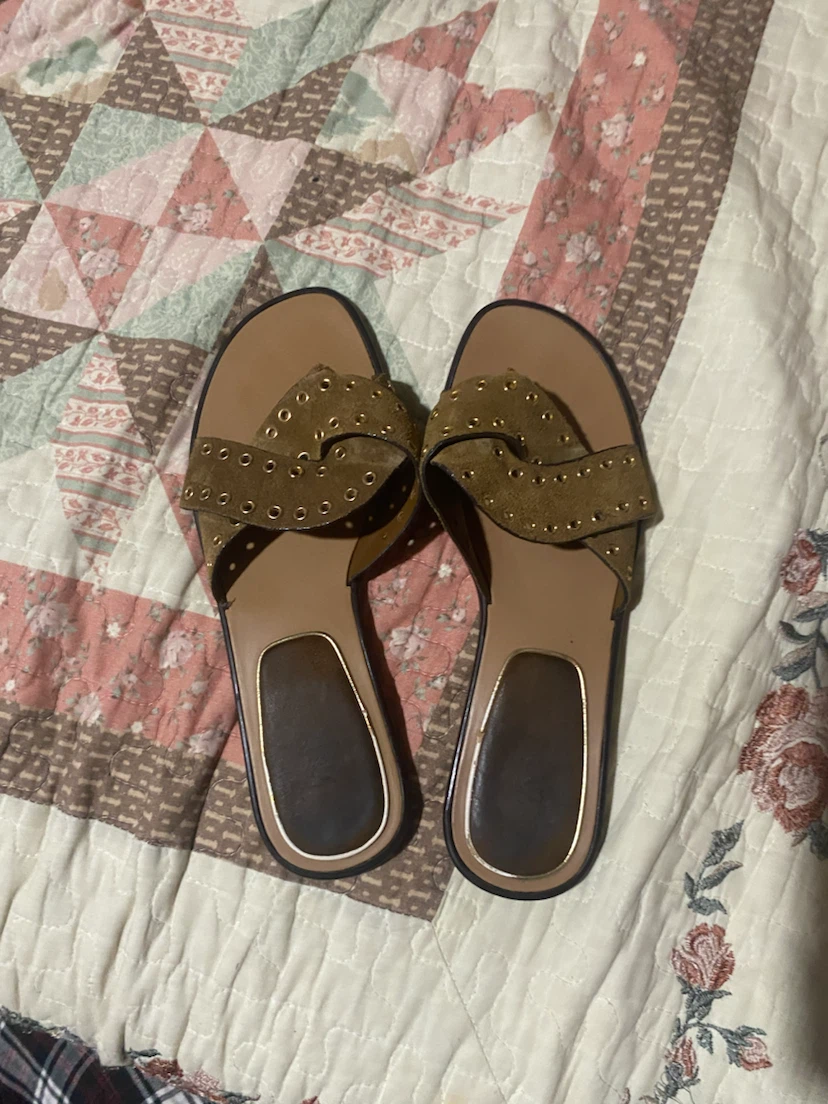 ZARA Brown Suede Slide Sandals  - Size (5)36