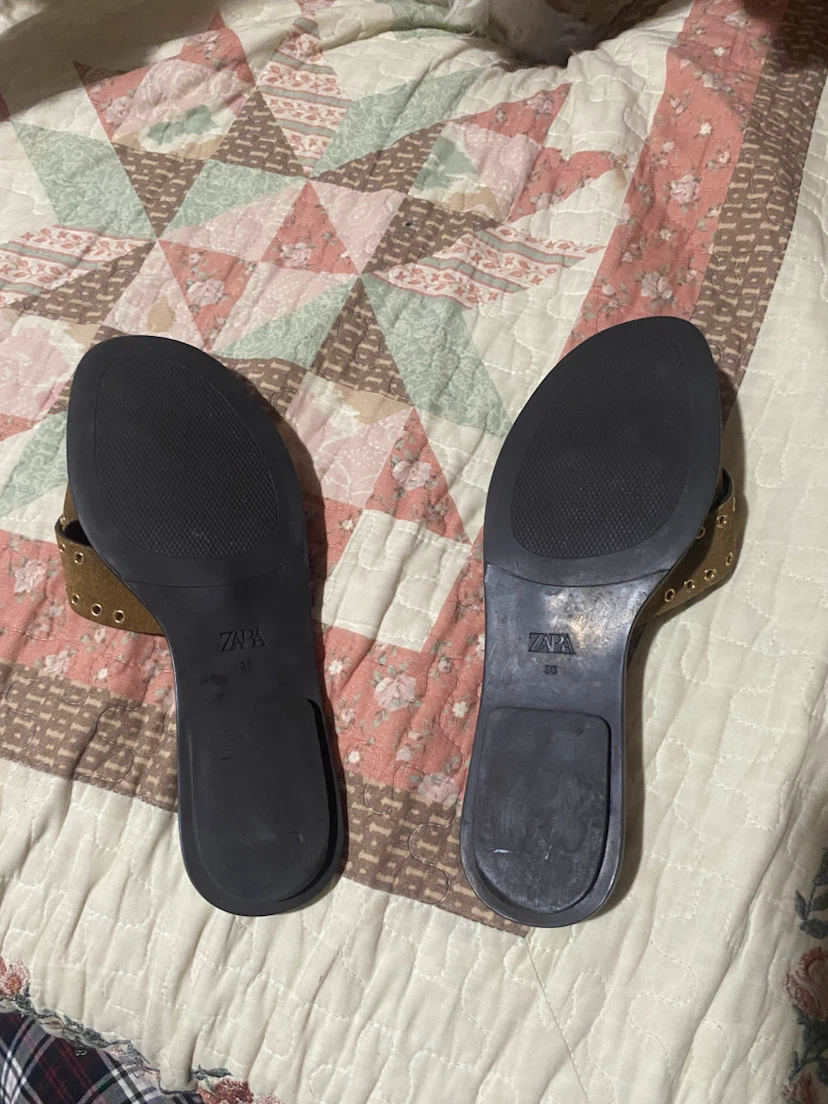 ZARA Brown Suede Slide Sandals  - Size (5)36 - photo 2