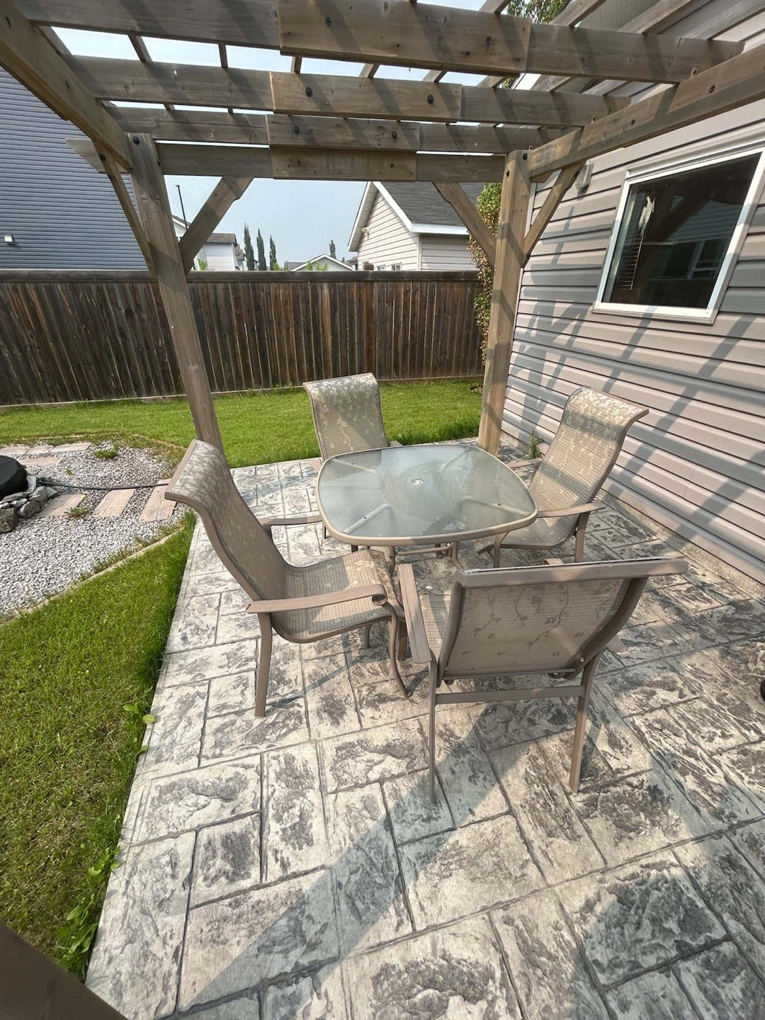 Patio Dining Set with Glass Table and 4 Chairs