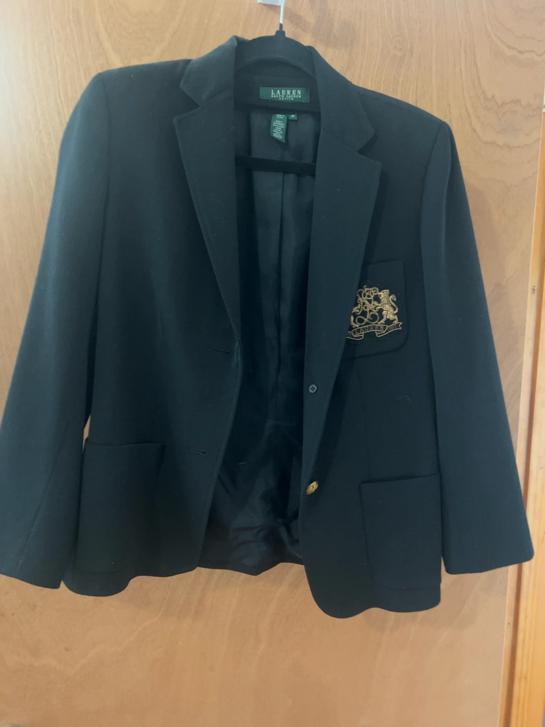 Lauren Ralph Lauren Black Blazer with Crest - Size 10