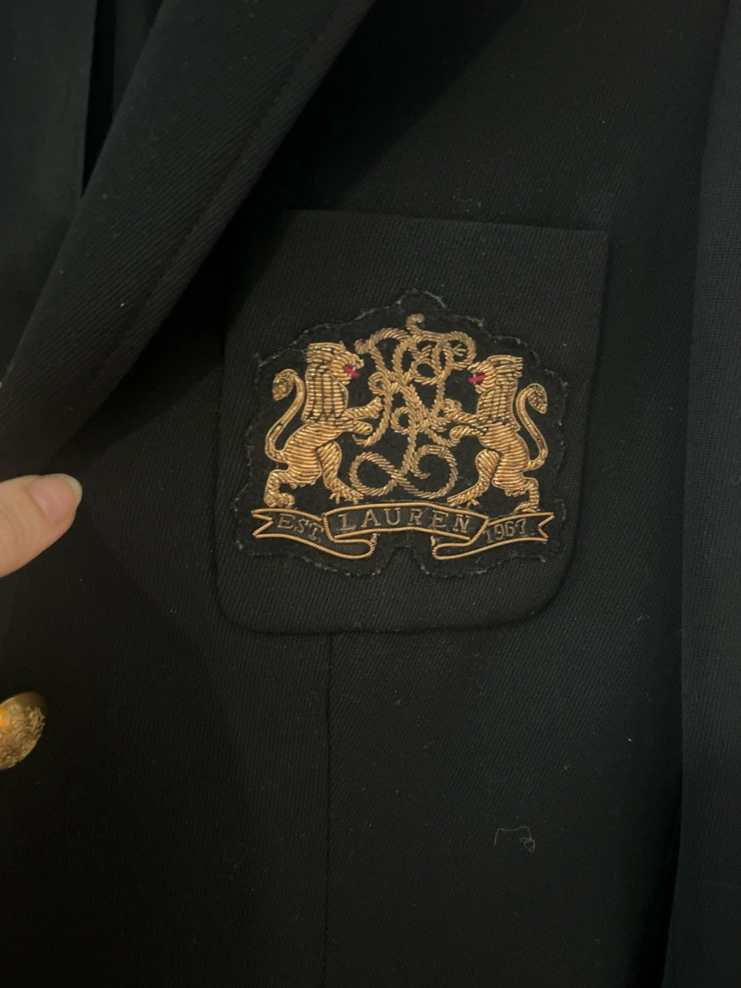 Lauren Ralph Lauren Black Blazer with Crest - Size 10 - photo 2