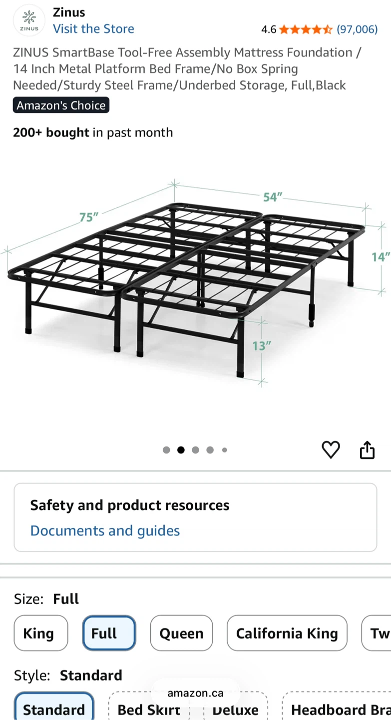 Zinus SmartBase Full Size Metal Platform Bed Frame - photo 2