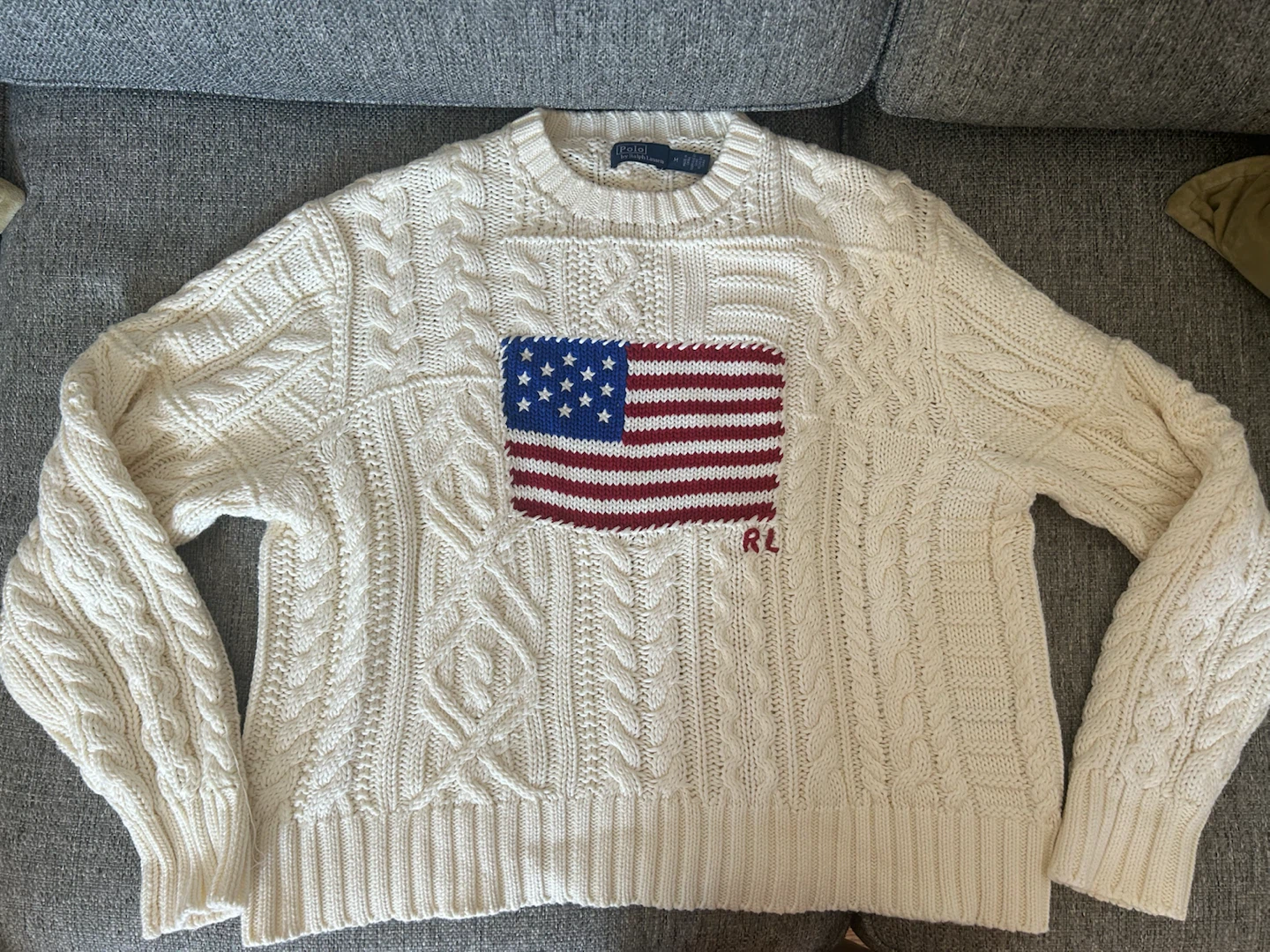 Polo by Ralph Lauren Cable Knit American Flag Sweater