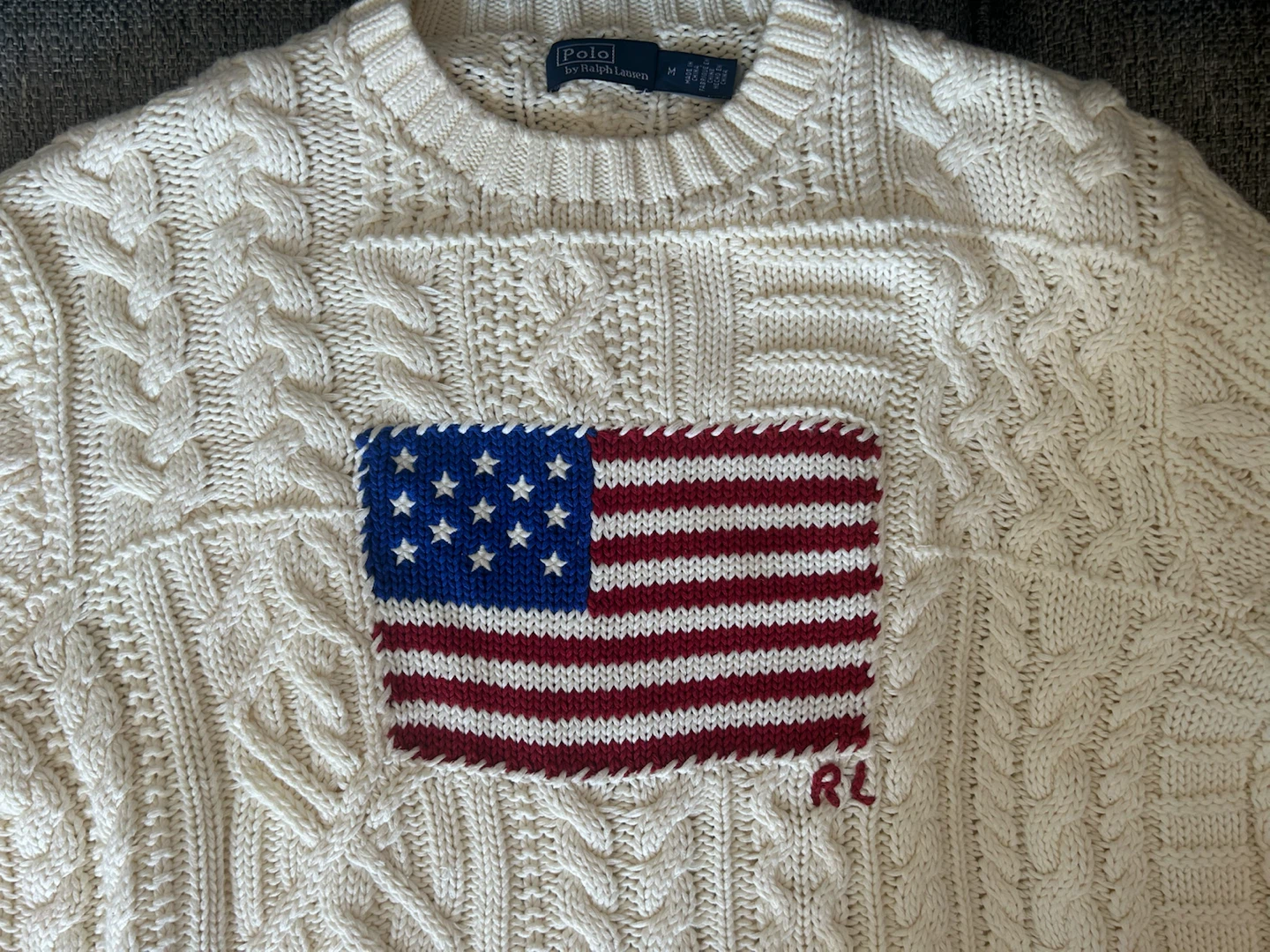 Polo by Ralph Lauren Cable Knit American Flag Sweater - photo 2