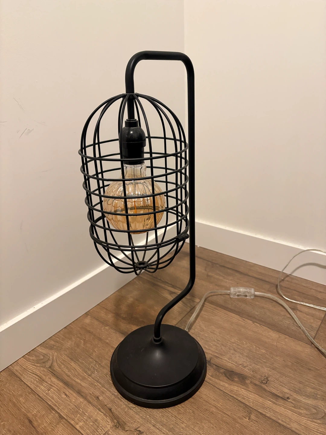 Black Metal Cage Desk Lamp
