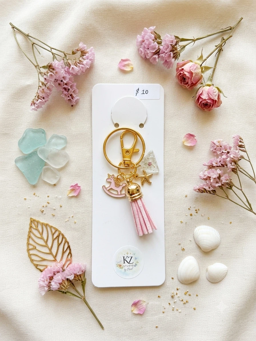 Pink Star Tassel Keychain