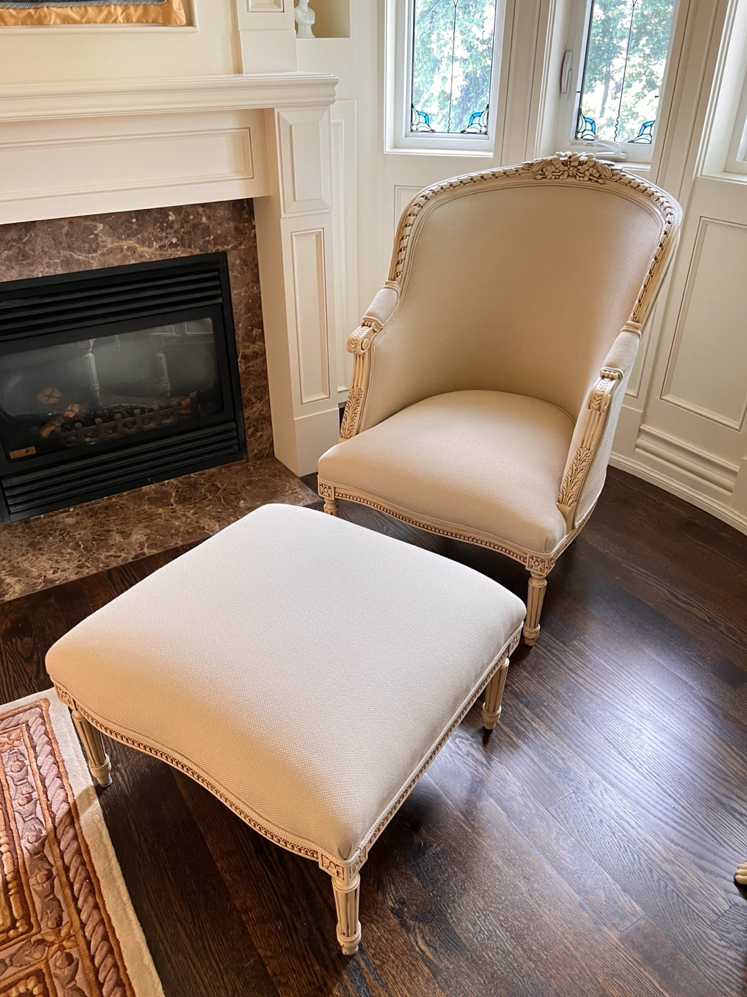 Ornate Accent Chair with Ottoman