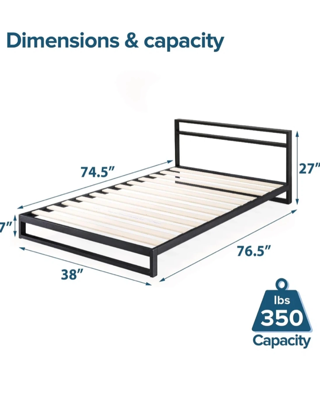 Black Minimalist Twin Bed Frame - photo 3