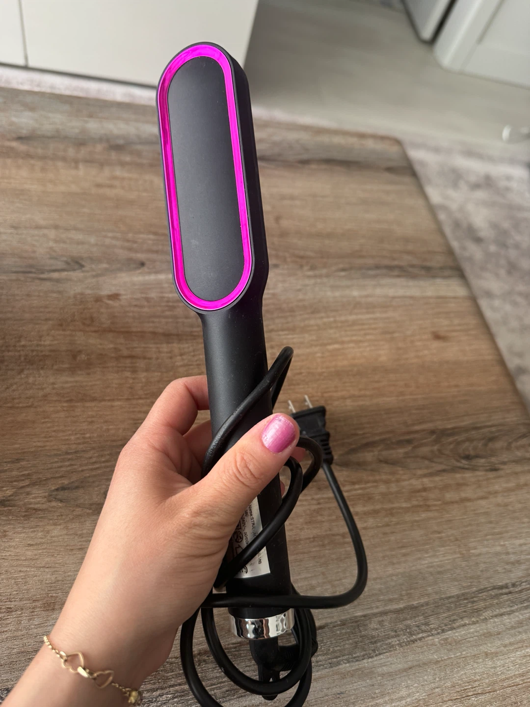 Black Heated Hair Straightening Brush