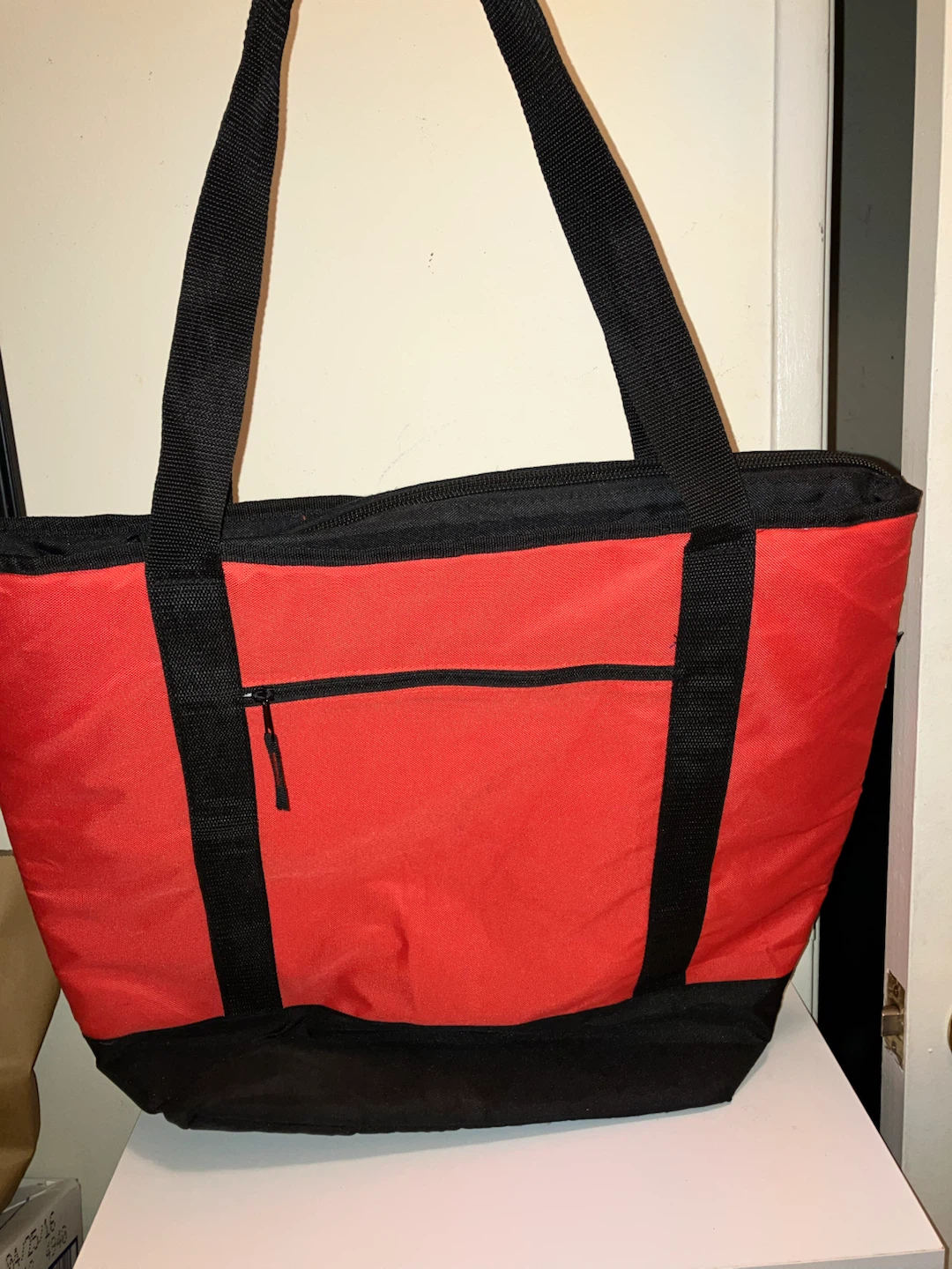 Red and Black Insulated Tote Bag