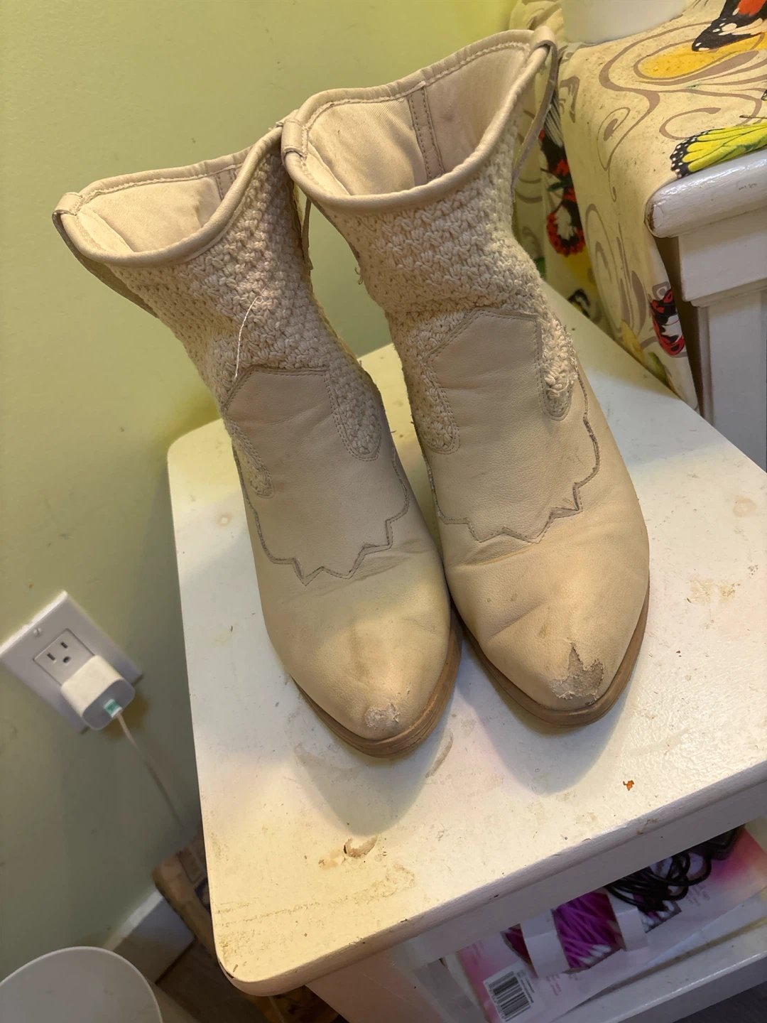 Cream Western Style Boots - photo 2