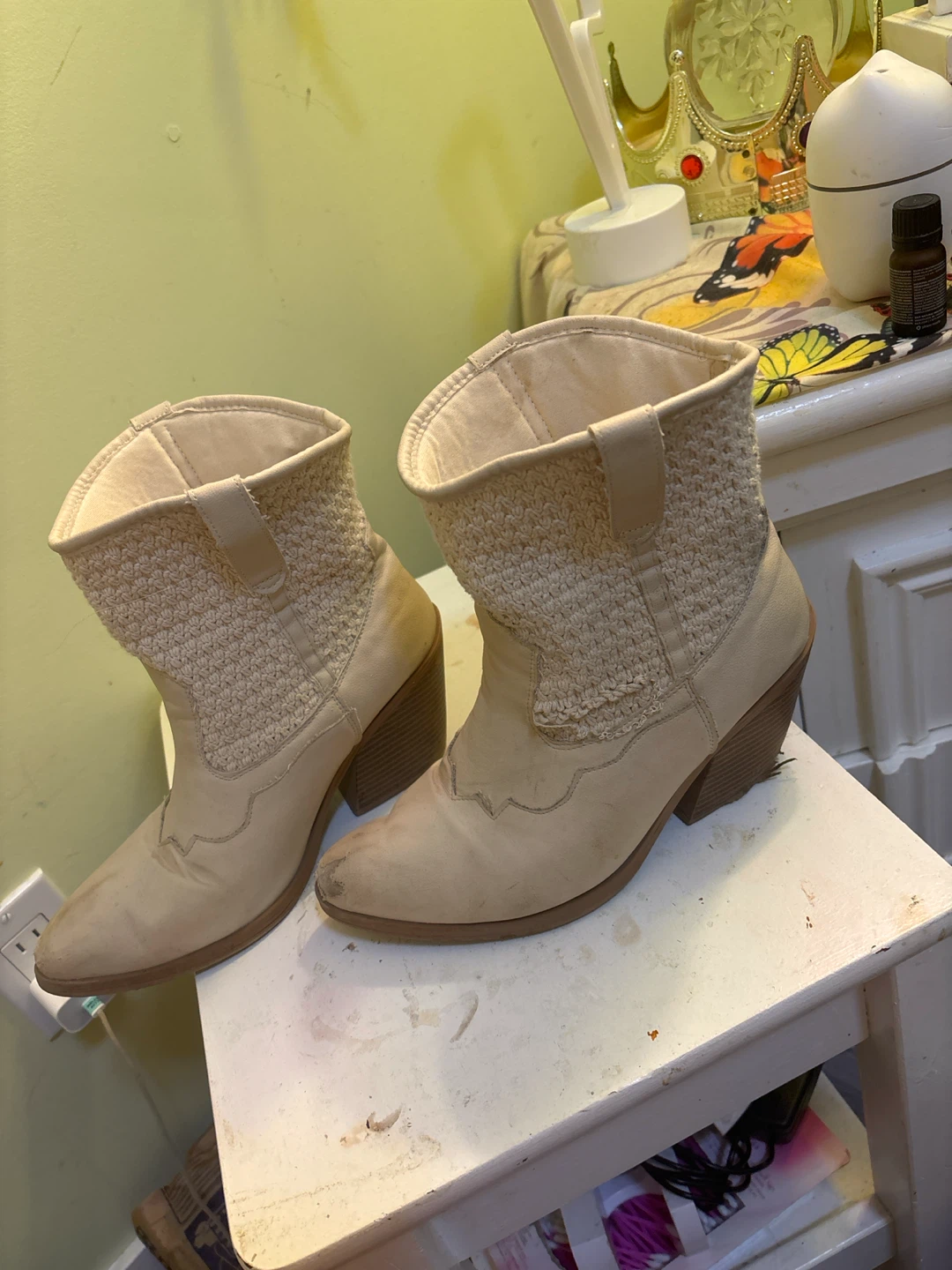 Cream Western Style Boots - photo 3