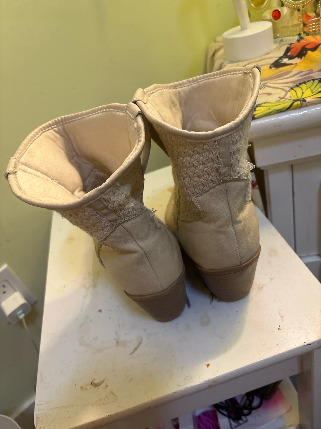 Cream Western Style Boots - photo 4