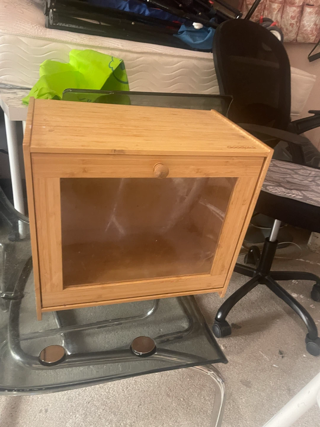 Goodpick Bamboo Bread Box with Clear Window