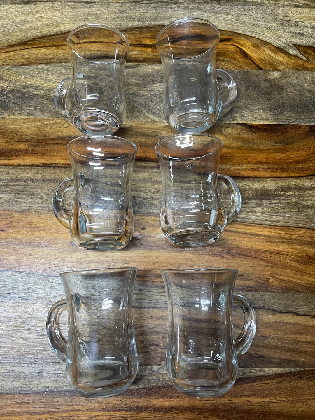 Set of 6 Clear Glass Tea/espresso cups with Handles