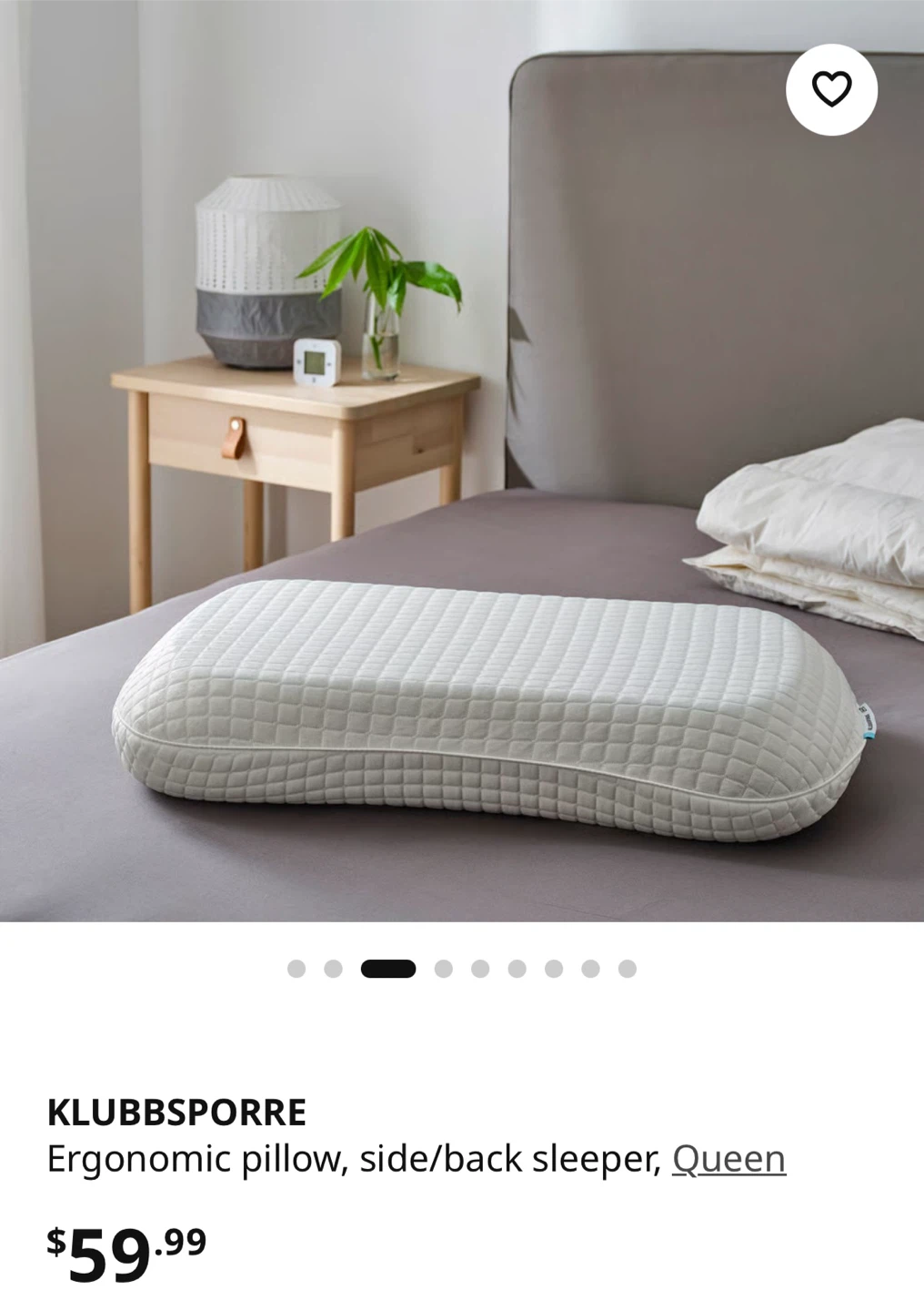 IKEA KLUBBSPORRE Ergonomic Queen Pillow - photo 4