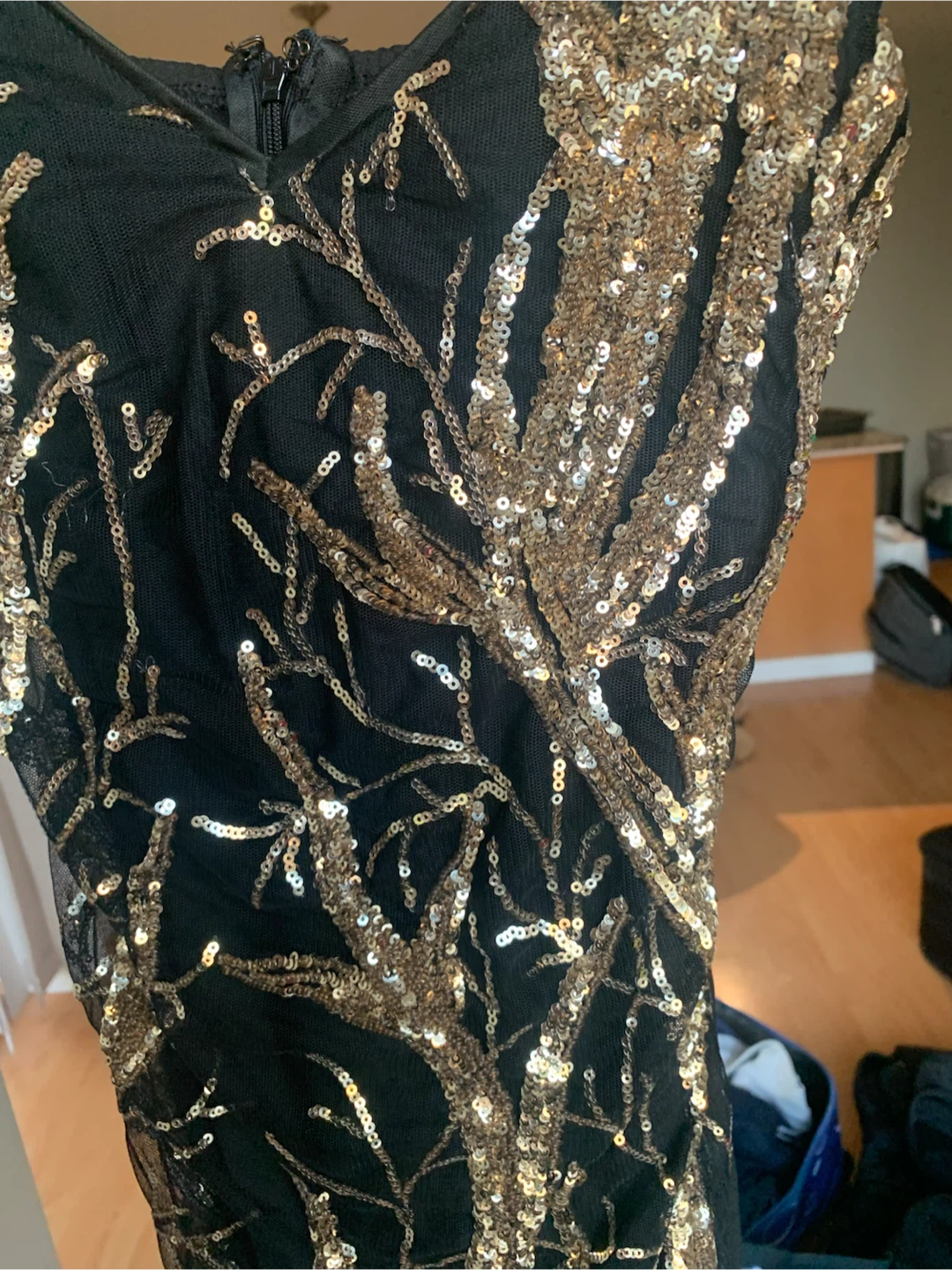 Quiz Black Gold Sequin Dress - photo 2