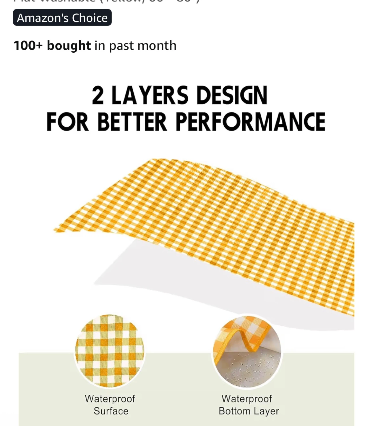 Yellow Gingham Picnic Blanket 60" x 80" - photo 3