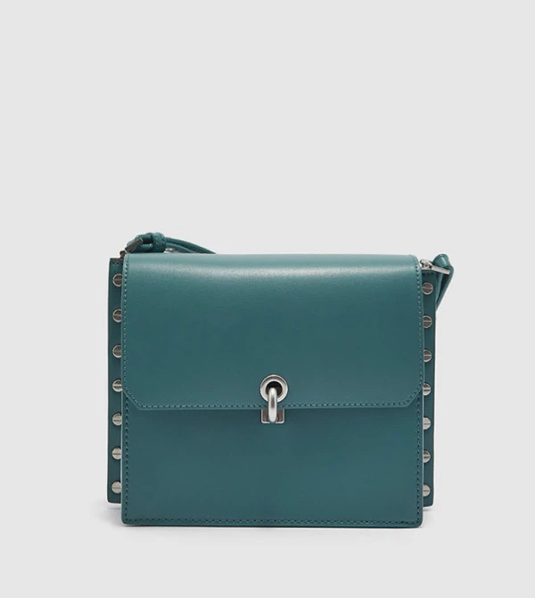 Charles & Keith Teal Studded Crossbody Bag