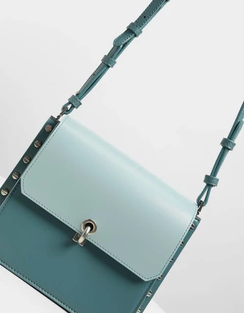 Charles & Keith Teal Studded Crossbody Bag - photo 2