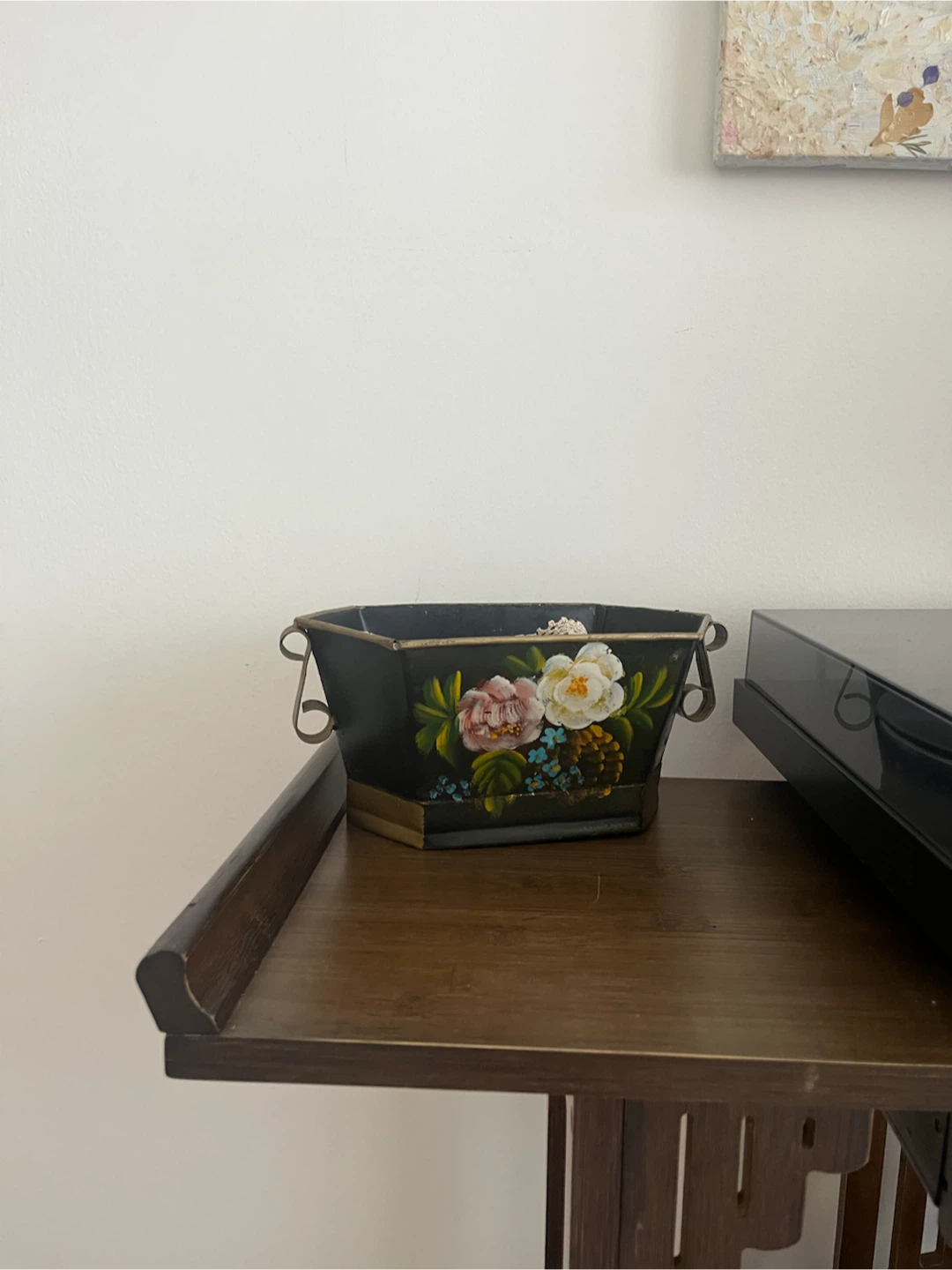 Vintage Floral Decorative Tin Planter