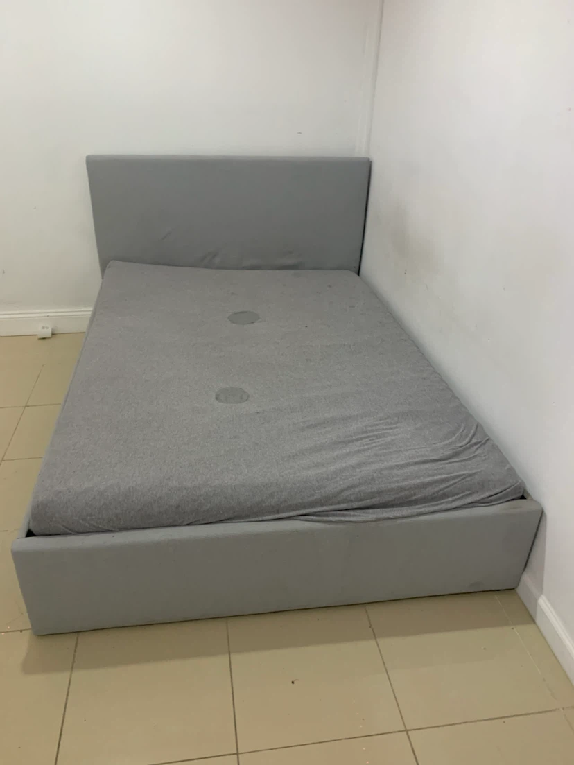 Grey Upholstered Platform Bed Frame - photo 3