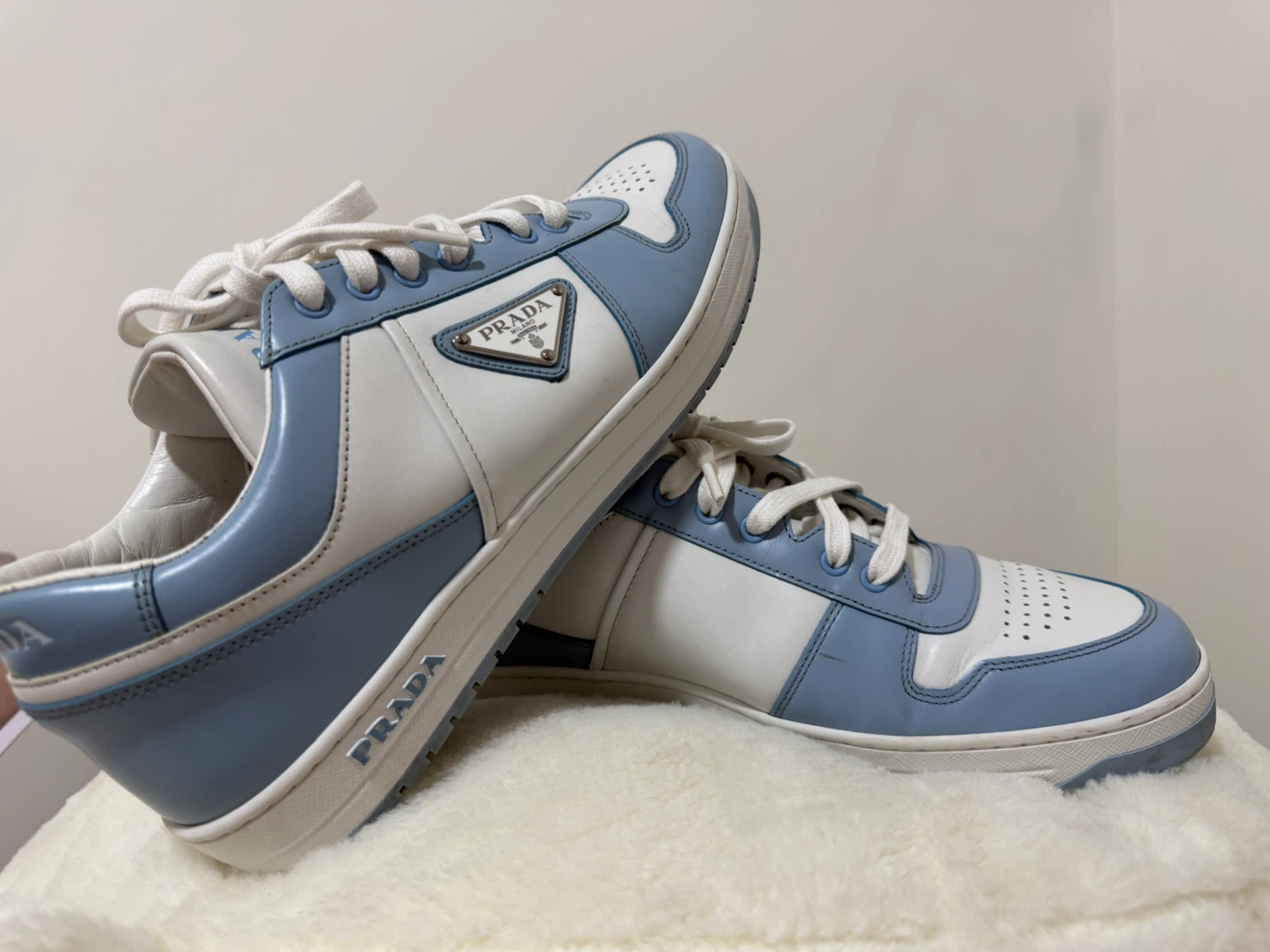 Prada Milano Leather Sneakers – Sky Blue & White – Size 36.5 - photo 4