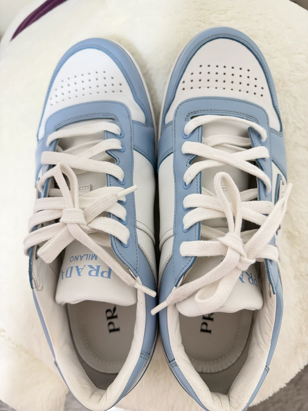 Prada Milano Leather Sneakers – Sky Blue & White – Size 36.5 - photo 5