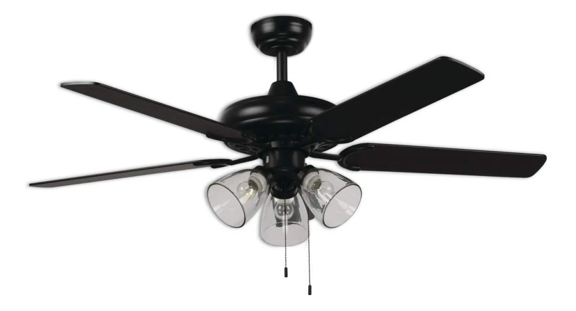 52" 5-Reversible Blade 3-Speed 3-Lights Ceiling Fan, Black