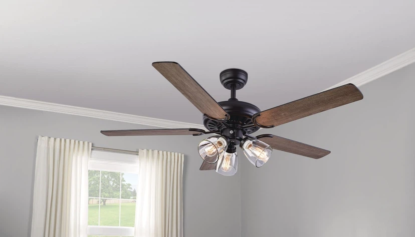 52" 5-Reversible Blade 3-Speed 3-Lights Ceiling Fan, Black - photo 3