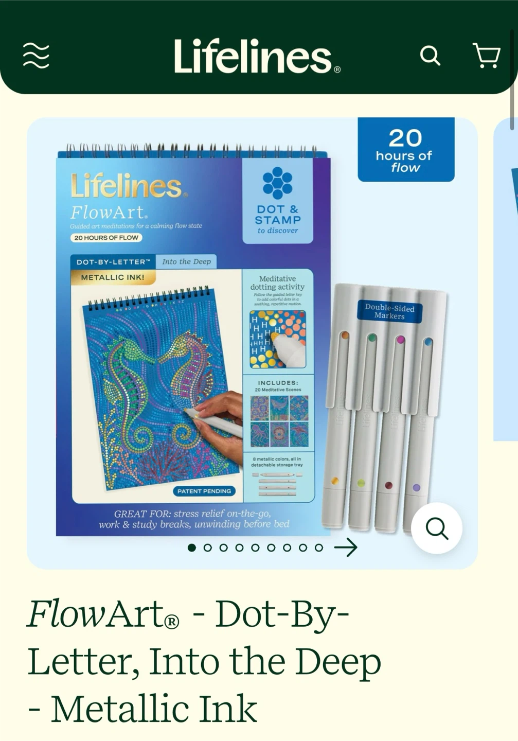 NEW✨Lifelines FlowArt Dot-By-Letter Into the Deep Metallic Ink