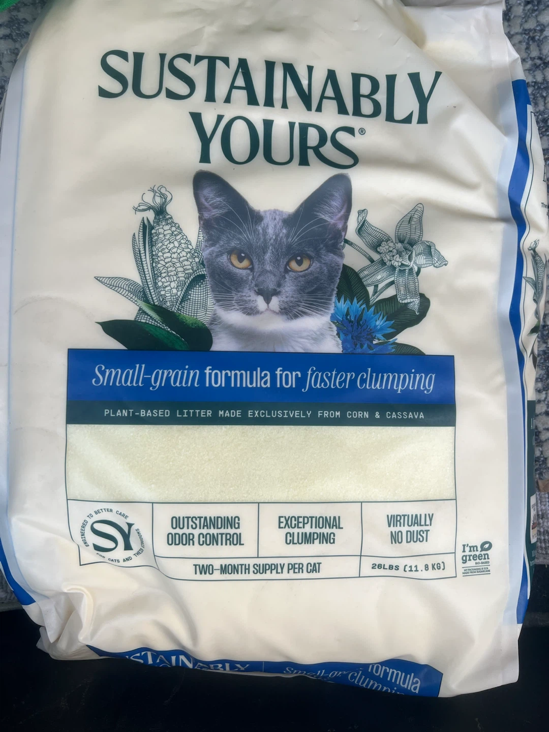Sustainably Yours Small Grain Cat Litter 26 lbs