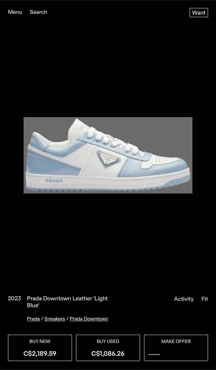 Prada Milano Leather Sneakers – Sky Blue & White – Size 36.5 - photo 2