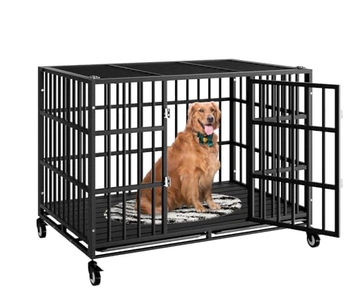 HMHTCT 48 Inch Heavy Duty Dog Crate with Wheels