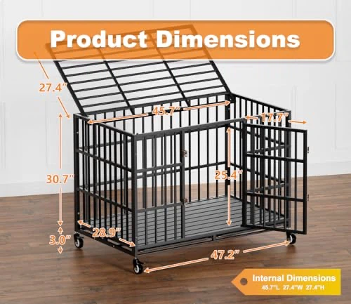 HMHTCT 48 Inch Heavy Duty Dog Crate with Wheels - photo 2