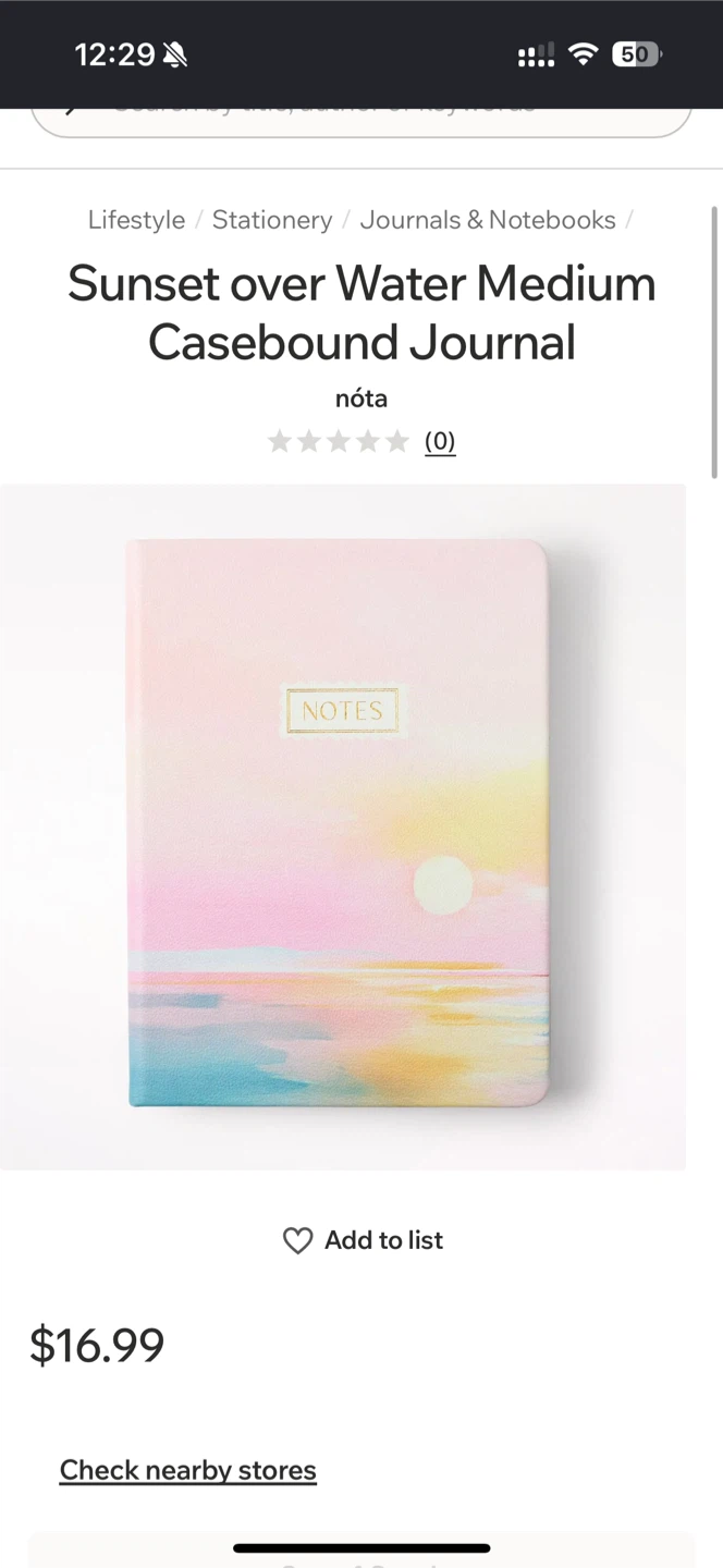 Nota Sunset Over Water Medium Casebound Journal