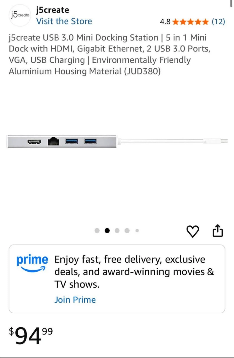 j5create USB 3.0 Mini Docking Station 5 in 1 - photo 4