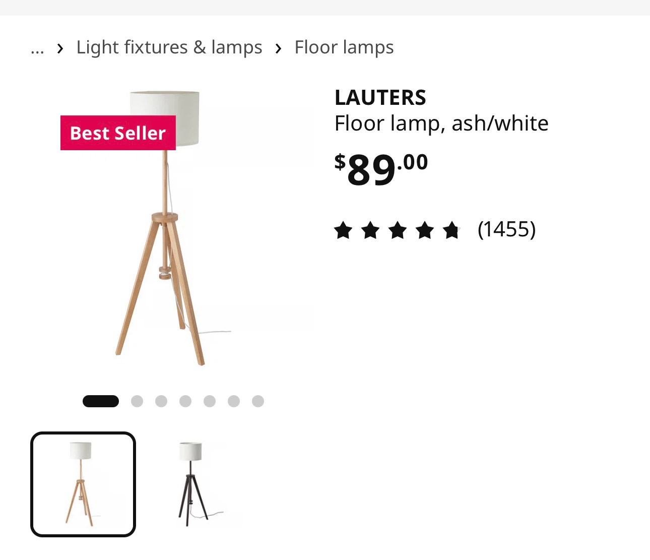 IKEA LAUTERS Floor Lamp Ash/White