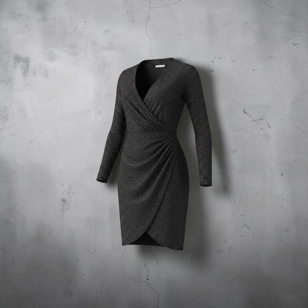 Dynamite Black Glitter Wrap Dress XS