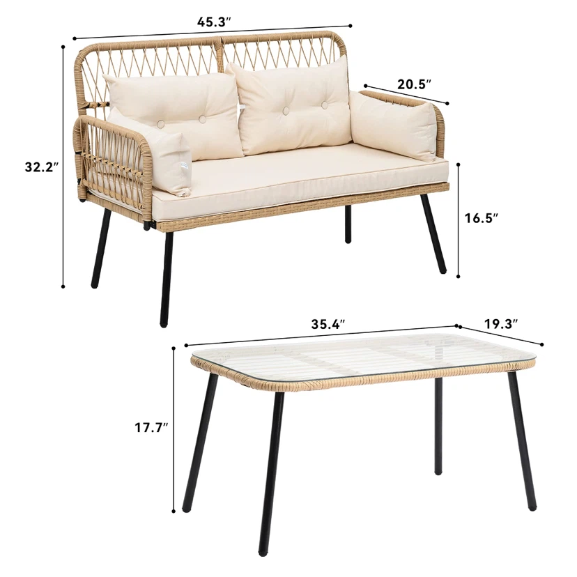YITAHOME 2-Piece Patio Furniture Wicker Outdoor Loveseat