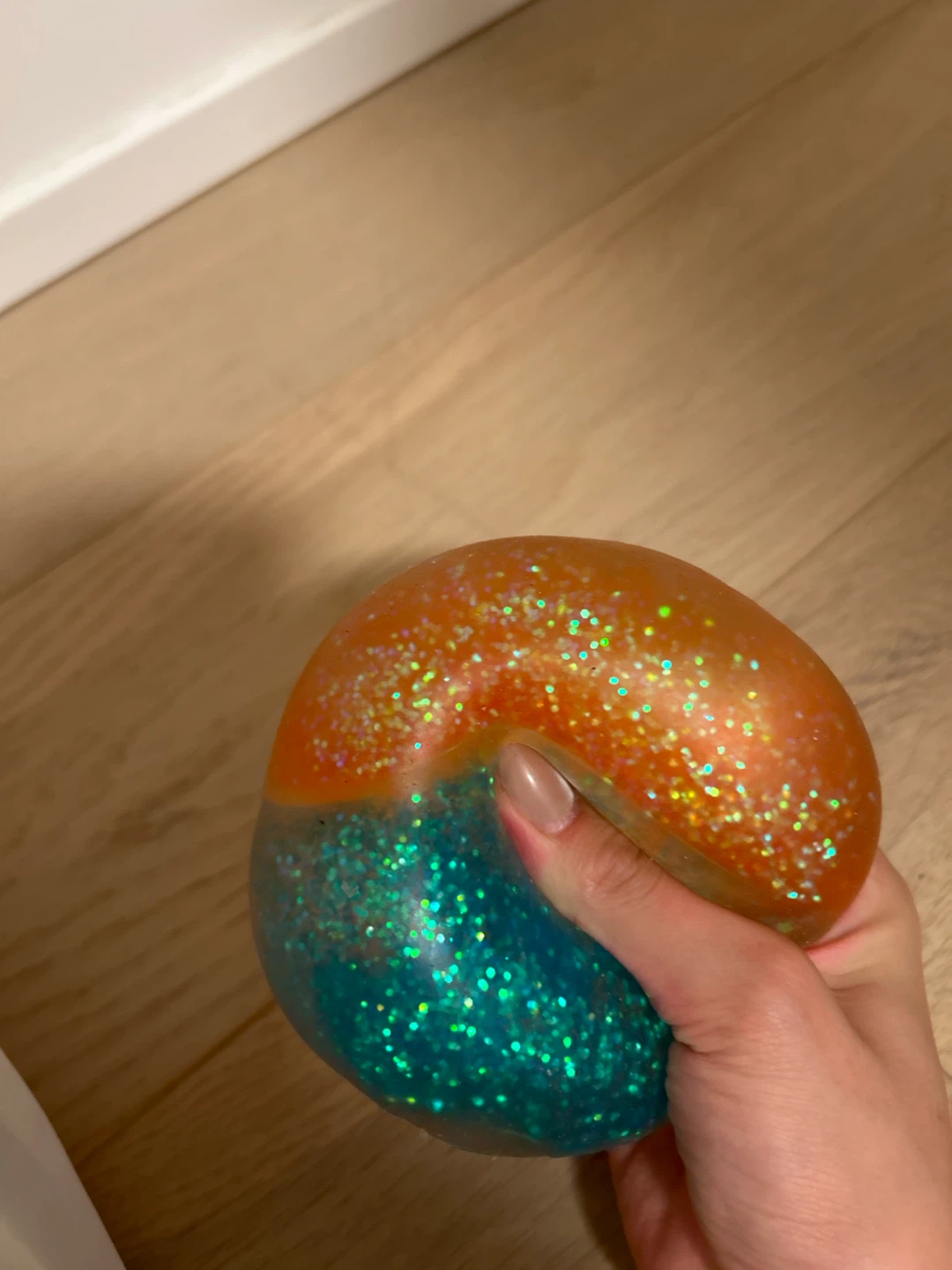 Glitter maltose squishy Ball - Orange & Teal - photo 2