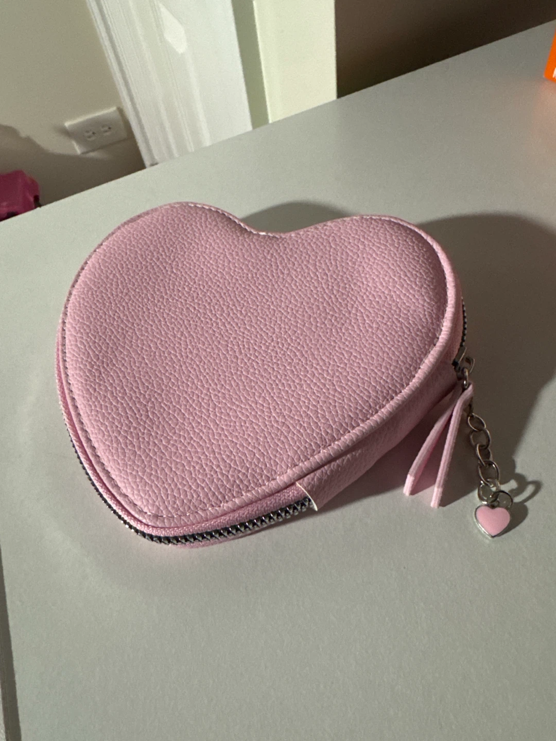 Pink Heart Shaped Cosmetic Bag